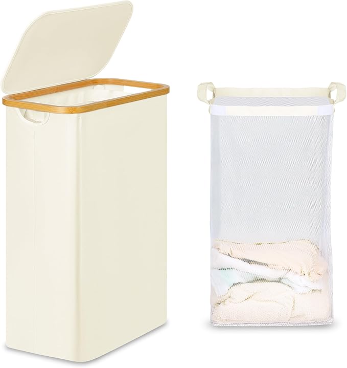 efluky Slim Laundry Basket with Lid, Narrow